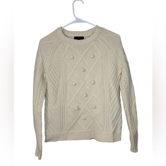 J.Crew Pom Pom Cable Knit Wool Sweater - Picture 3 of 9